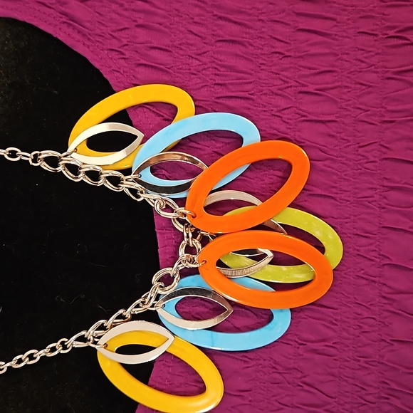 Silver-tone with Multi-Color Necklace with Earrings to match - Alex Ryan, by CK - Picture 2 of 4